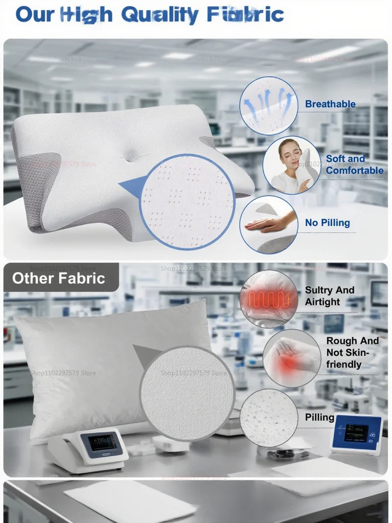 Cervical Support Pillow Memory Foam Neck Pillow for Pain Relief Non Collapse Ergonomic Pillow for Sleeping Travel Home Use