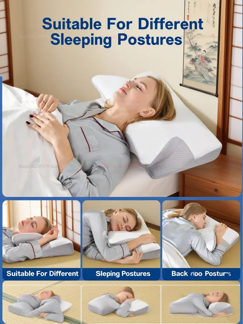 Cervical Support Pillow Memory Foam Neck Pillow for Pain Relief Non Collapse Ergonomic Pillow for Sleeping Travel Home Use
