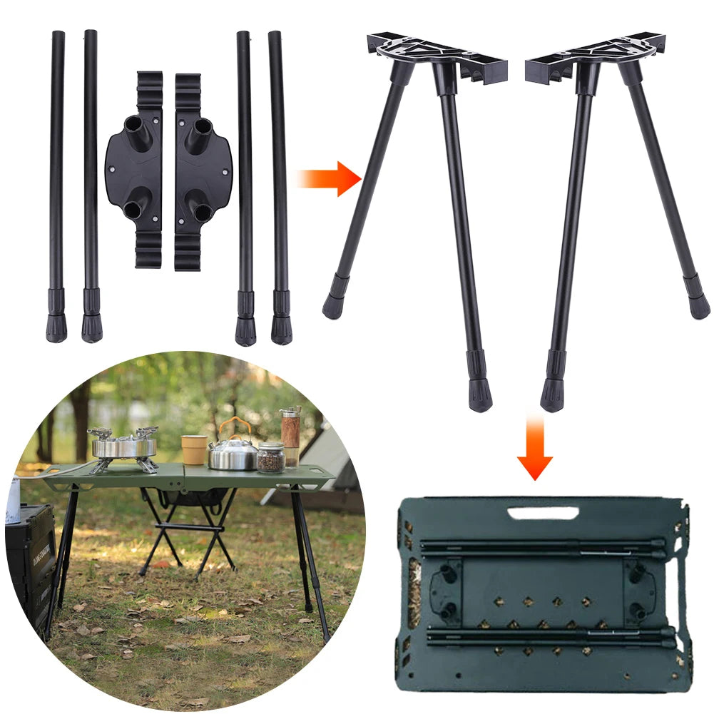 Folding Workbench Legs Metal Foldable Furniture Legs Adjustable Height Coffee Table Legs Camping Equipment Outdoor Travel