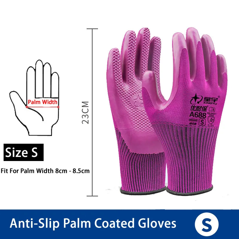 1Pair Anti-Slip Working Gloves Super Grip Rubber Coated Waterproof Wear-Resistant Gloves For Garden Repairing Builder Hands Safe
