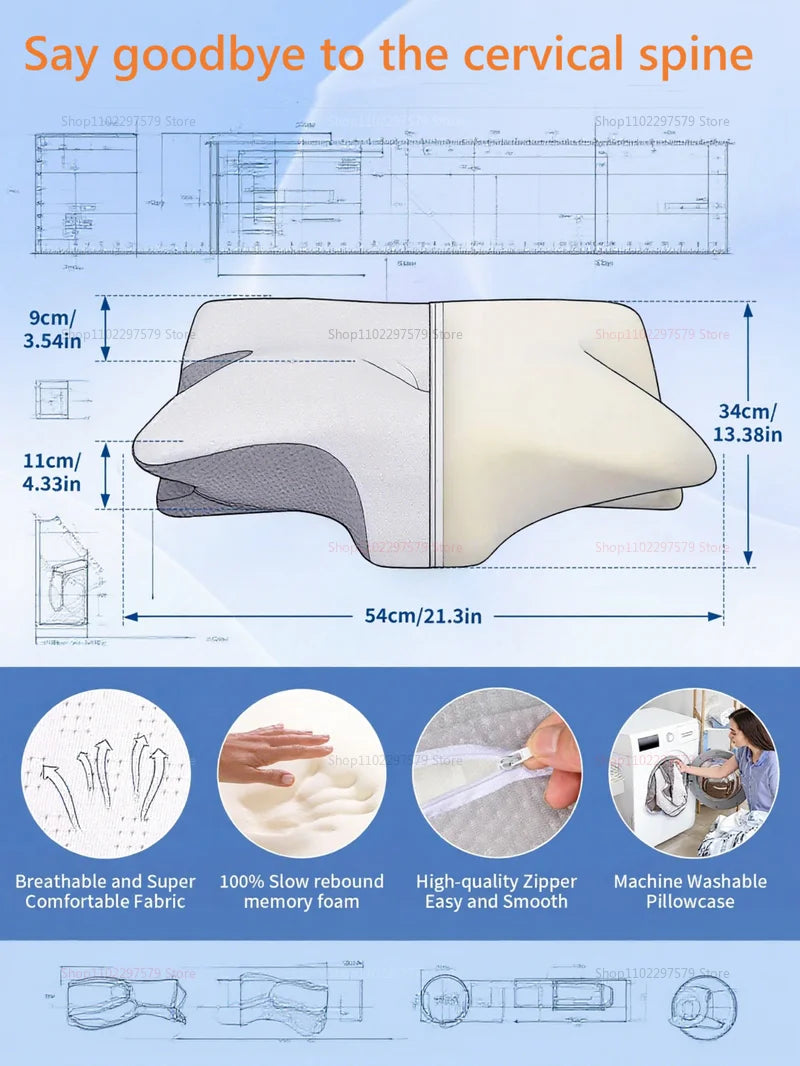 Cervical Support Pillow Memory Foam Neck Pain Relief Pillow for Neck and Shoulder Comfort Ergonomic Cervical Cushion for Sleep
