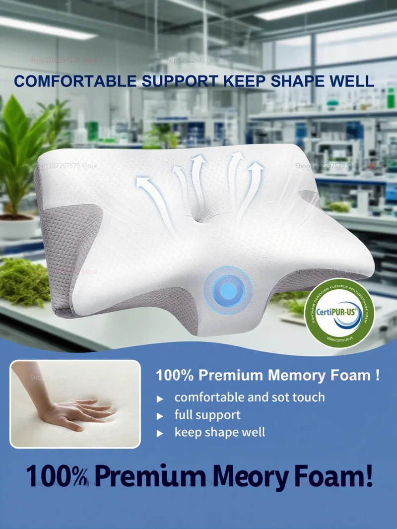 Cervical Support Pillow Memory Foam Neck Pain Relief Pillow for Neck and Shoulder Comfort Ergonomic Cervical Cushion for Sleep
