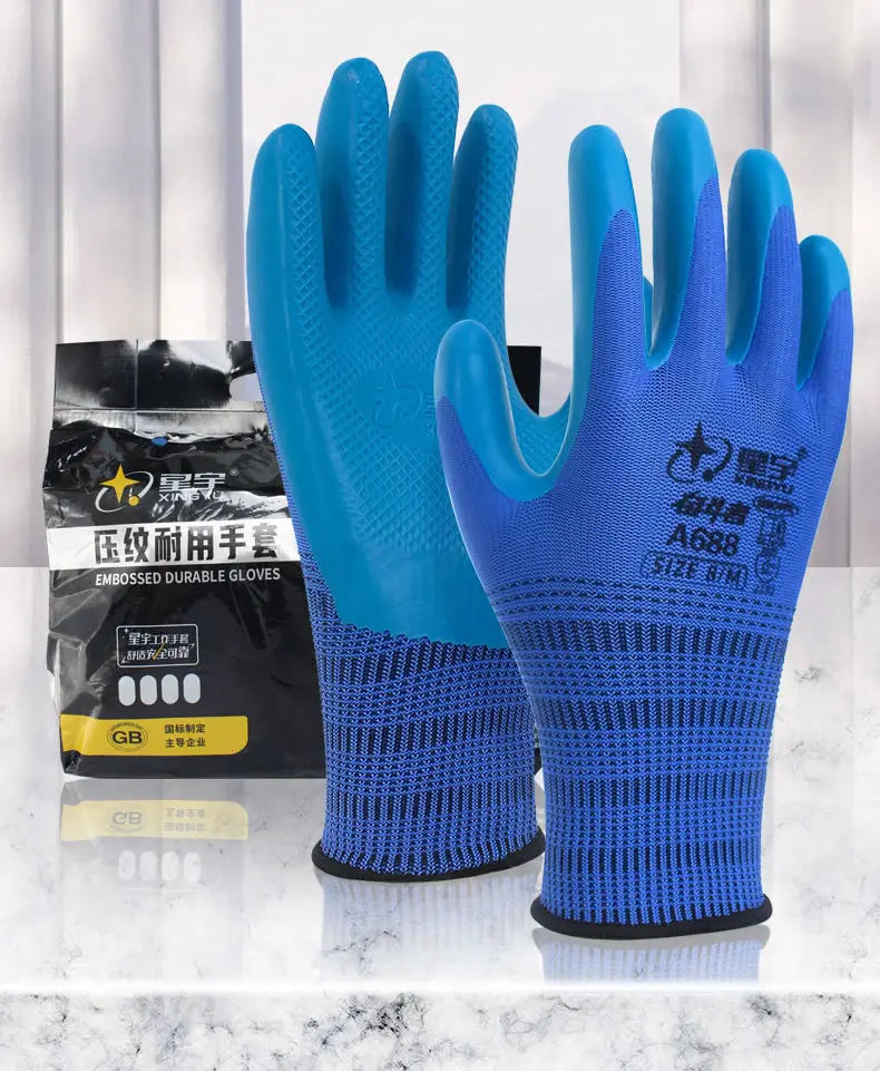 1Pair Anti-Slip Working Gloves Super Grip Rubber Coated Waterproof Wear-Resistant Gloves For Garden Repairing Builder Hands Safe