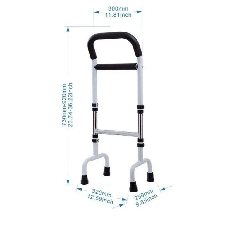 Carbon Steel Senior Assistance Device  Mobile Toilet Bedside Handle Sturdy Suction Cup Bar  Four-Leg Cane Toilet Support