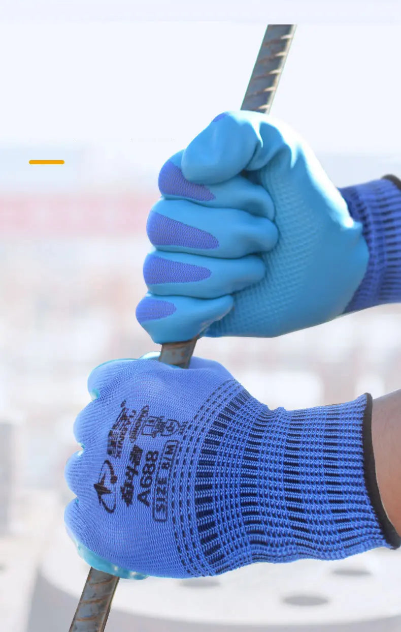 1Pair Anti-Slip Working Gloves Super Grip Rubber Coated Waterproof Wear-Resistant Gloves For Garden Repairing Builder Hands Safe