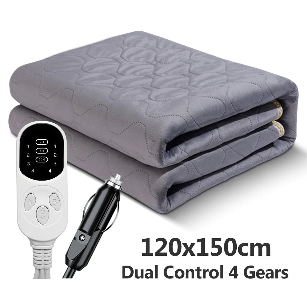 12V Car Electric Blanket 9 Heating Level Heated Travel Blanket for Car Outdoor Traveling Camping Pad 70x180cm/120x150cm/50x150cm