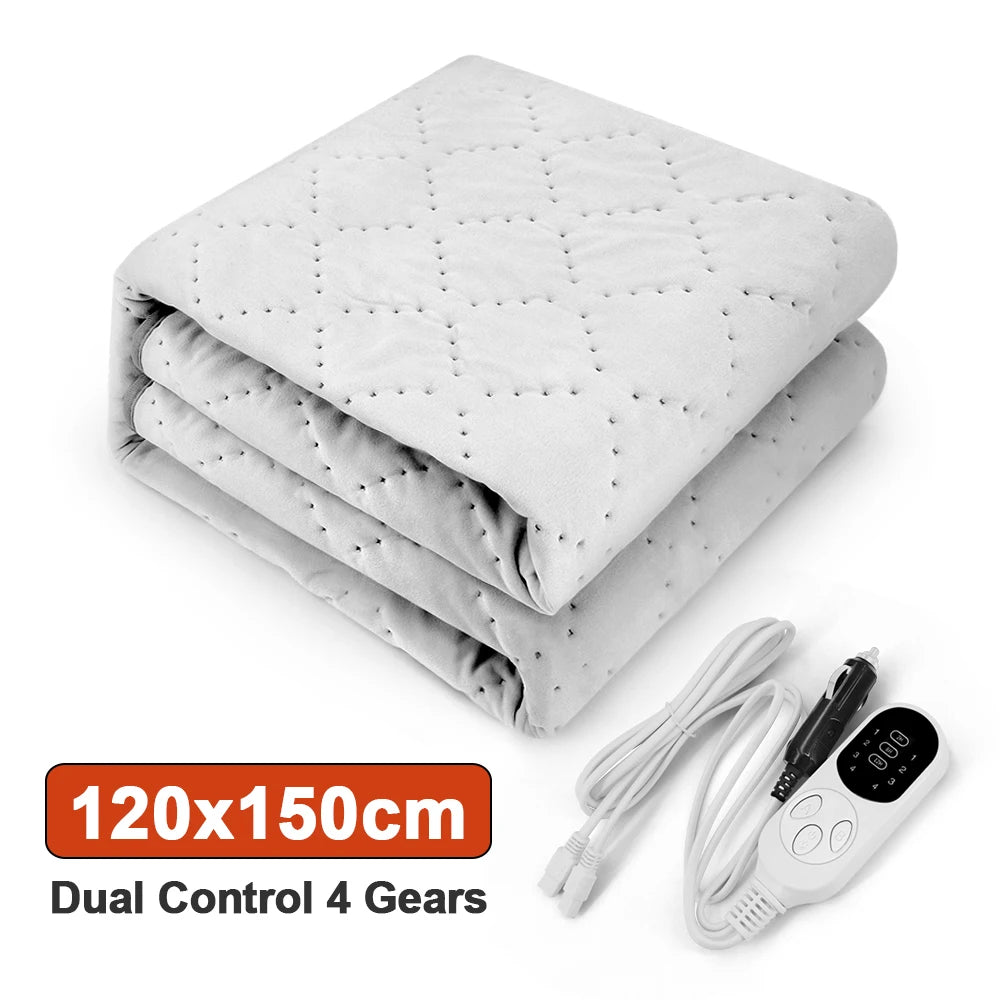 12V Car Electric Blanket 9 Heating Level Heated Travel Blanket for Car Outdoor Traveling Camping Pad 70x180cm/120x150cm/50x150cm