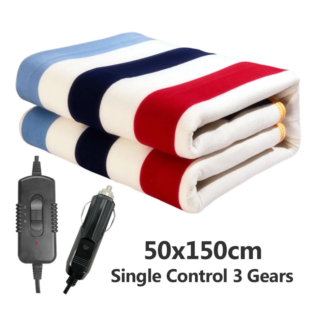 12V Car Electric Blanket 9 Heating Level Heated Travel Blanket for Car Outdoor Traveling Camping Pad 70x180cm/120x150cm/50x150cm