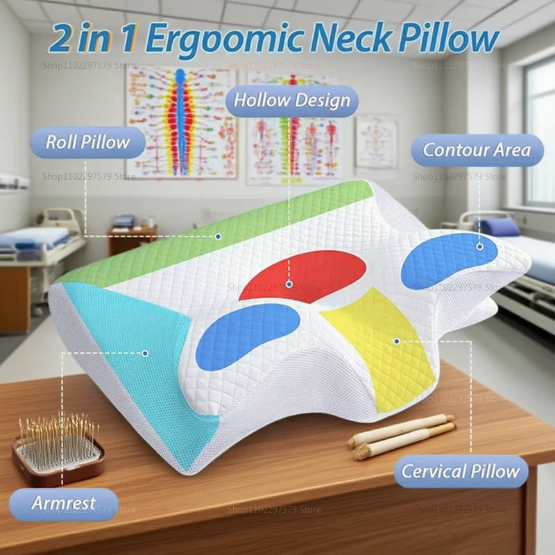 Cervical Support Pillow Memory Foam Neck Pain Relief Pillow for Neck and Shoulder Comfort Ergonomic Cervical Cushion for Sleep