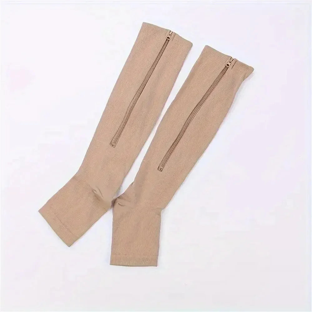 Zipper Compression Socks for Women & Men, Sturdy Zippered Stocking to Improves Blood Circulation, Relieves Pain & Swelling 1Pair