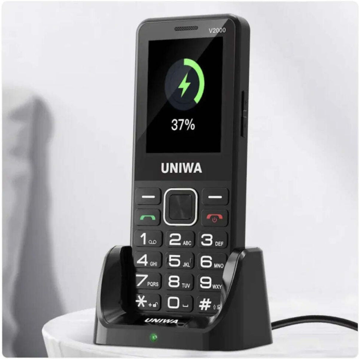 Celular UNIWA V2000 con Botón SOS, Base de Carga y Teclas Grandes - paraelabuelo.com