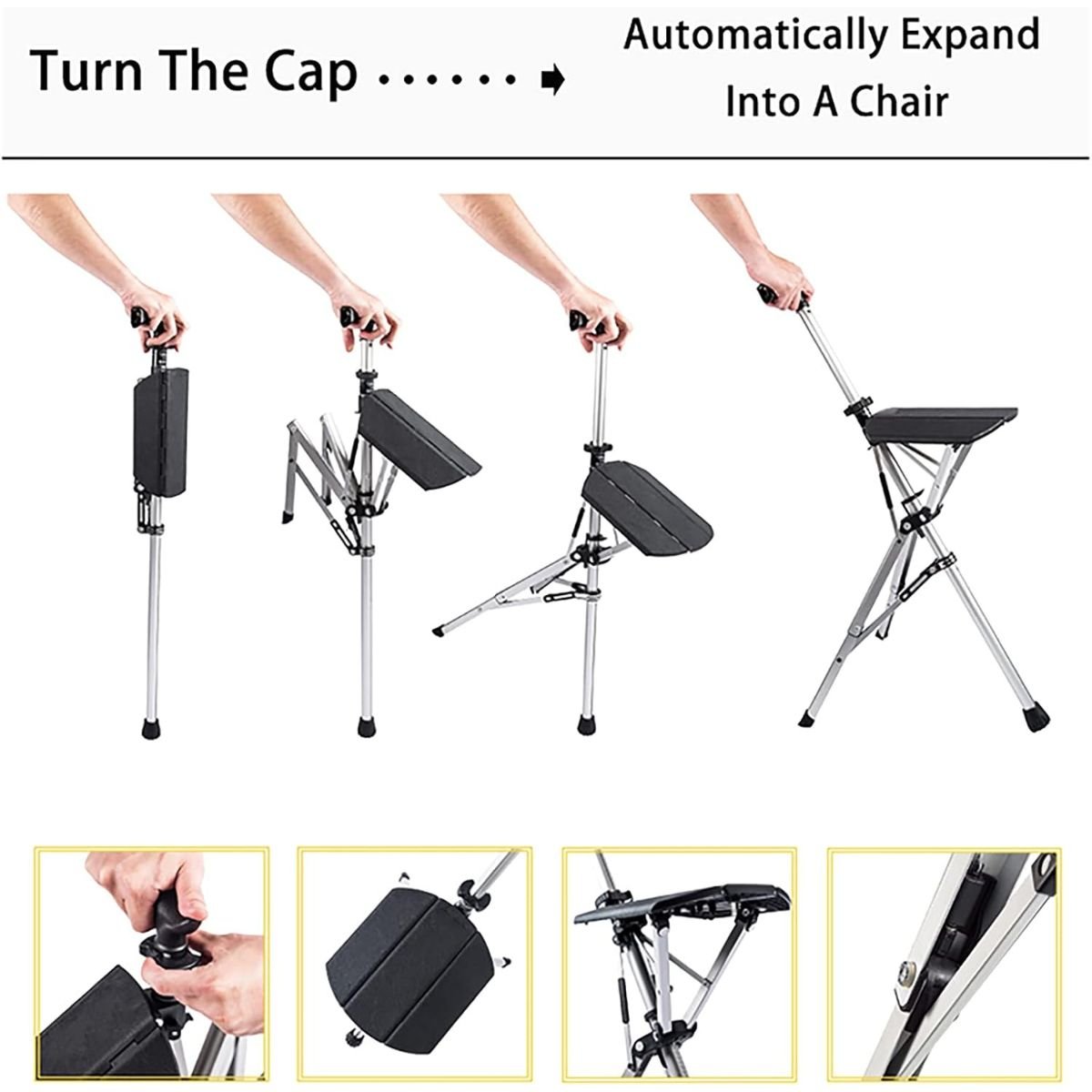DualRest® – Bastón con Asiento Ergonómico Plegable (Soporta hasta 100 kg) - paraelabuelo.com