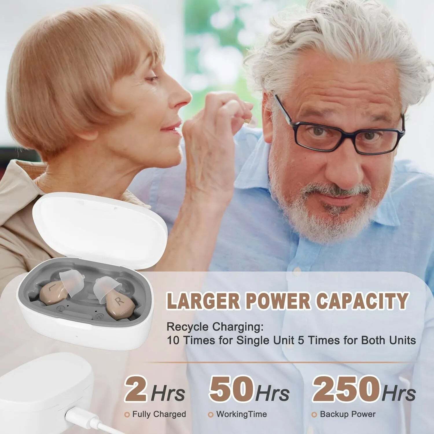 HearClear® C20 – Mini Amplificador Auditivo Recargable Intraural (Par) - paraelabuelo.com